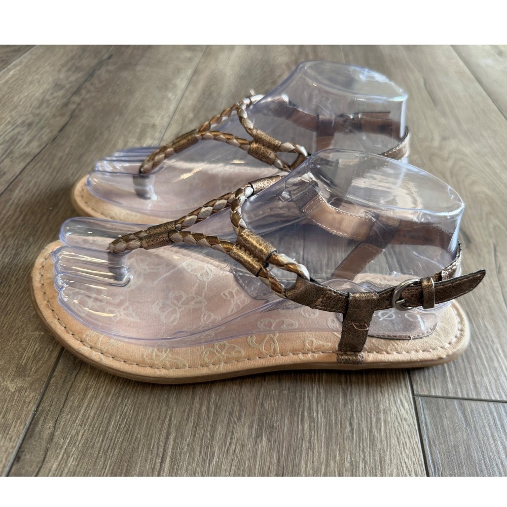 b.o.c. Born Concept Womens Bronze Braided Thong Sandals C66570 Size 7/38